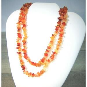 NEW Amber Stone Beaded 35" NECKLACE Single or Double Strand Endless Beads NIP